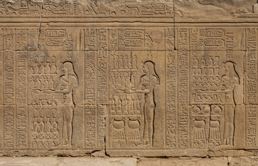 Hieroglyphic carvings in ancient temple