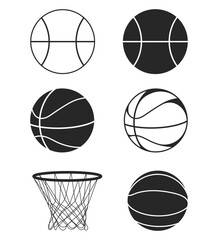 Obraz premium basketball icons set Silhouettes, Basketball Hoop svg vector Illustration
