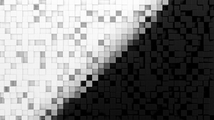Black and white cubes abstract pattern background. White block abstract modern cubes. 3D illustration. 4k