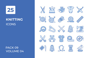 Knitting icons collection. Set vector line with elements for mobile concepts and web apps. Collection modern icons.
