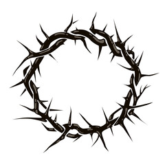 Crown of thorns icon illustration. Vector religious symbol of Christianity.  Transparent background