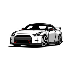 Fototapeta na wymiar Cool japanese sport car vector isolated, best use for tshirt design and car club illustration