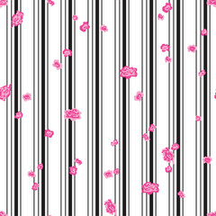 Stripes with flowers seamless pattern vector illustration