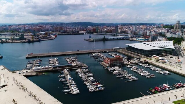 Coru&ntilde;a Skyline Galicia Spain Aerial View