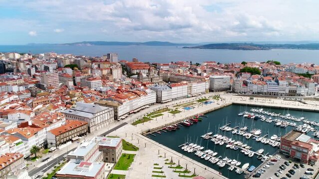 Coru&ntilde;a Skyline Galicia Spain Aerial View