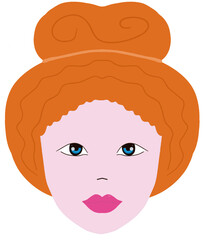 Abstract face of a woman with orange hair 