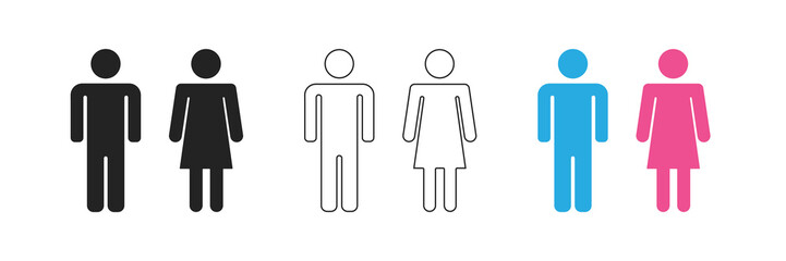 Fototapeta na wymiar WC sign symbol, toilet icon man woman, gender pictogram, flat vector
