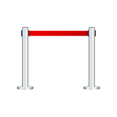 Red carpet with red ropes on golden stanchions. Exclusive event, movie premiere, gala, ceremony, awards concept.  stock illustration.