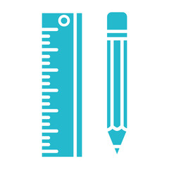 Ruler And Pencil Multicolor Glyph Icon