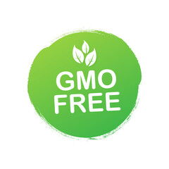 Green colored GMO free emblems, badge, logo, icon.  stock illustration.