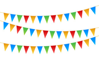 Birthday party invitation banners. Set of flag garlands.  stock illustration.