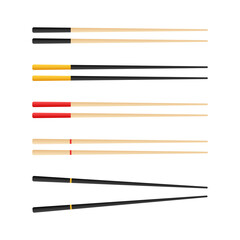 Chopsticks holding sushi roll. concept of snack, sushi, exotic nutrition, sushi restaurant.  stock illustration.