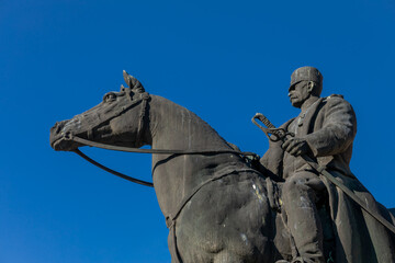 Naklejka premium Field Marshal Vojvoda Zivojin Misic, monument in Mionica, town Serbia