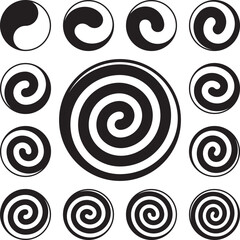 Logo Template. Set of Spiral, Yin Yang and Circle Logo Templates. Vector Illustration