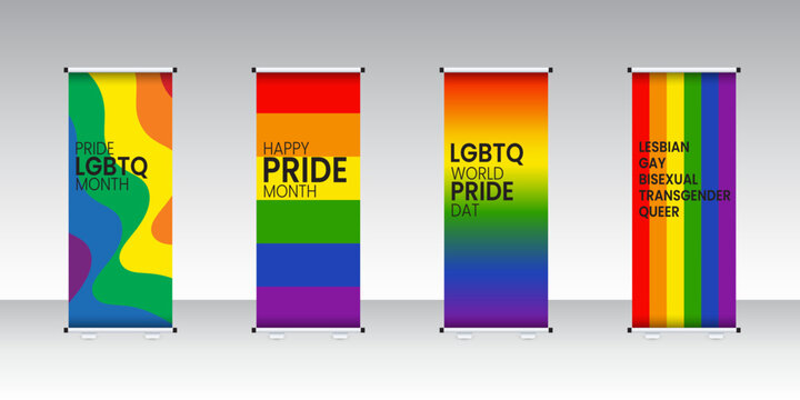 Pride LGBTQ Roll Up Set. Standee Design.Vector illustration