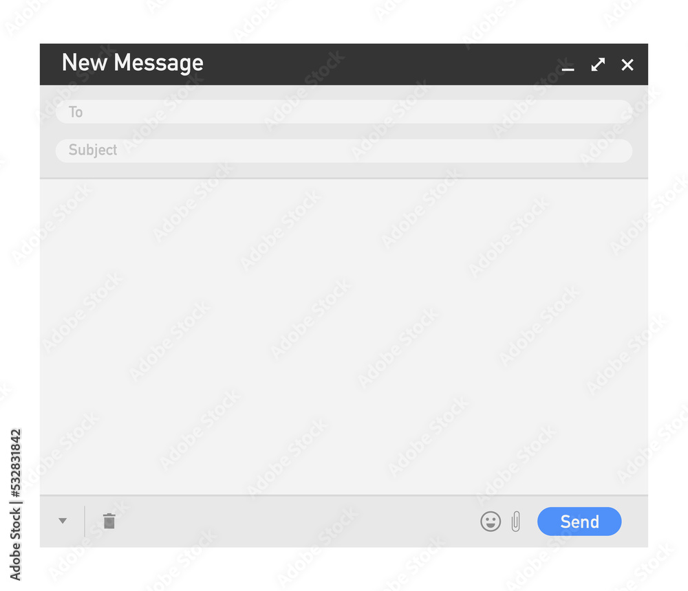 Poster email template. blank e-mail browser window. mail message web page frame. stock illustration.