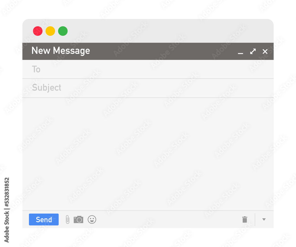 Poster email template. blank e-mail browser window. mail message web page frame. stock illustration.