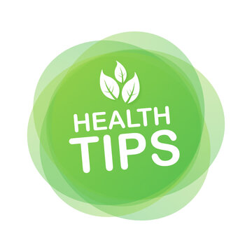 Health Tips, Badge, Icon On White Background.  Stock Illustration.