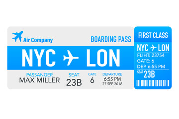 Airline tickets or boarding pass inside of special service envelope.  stock illustration.