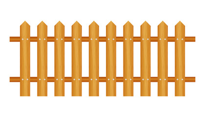 Picket fence, wooden textured, rounded edges.  stock illustration.