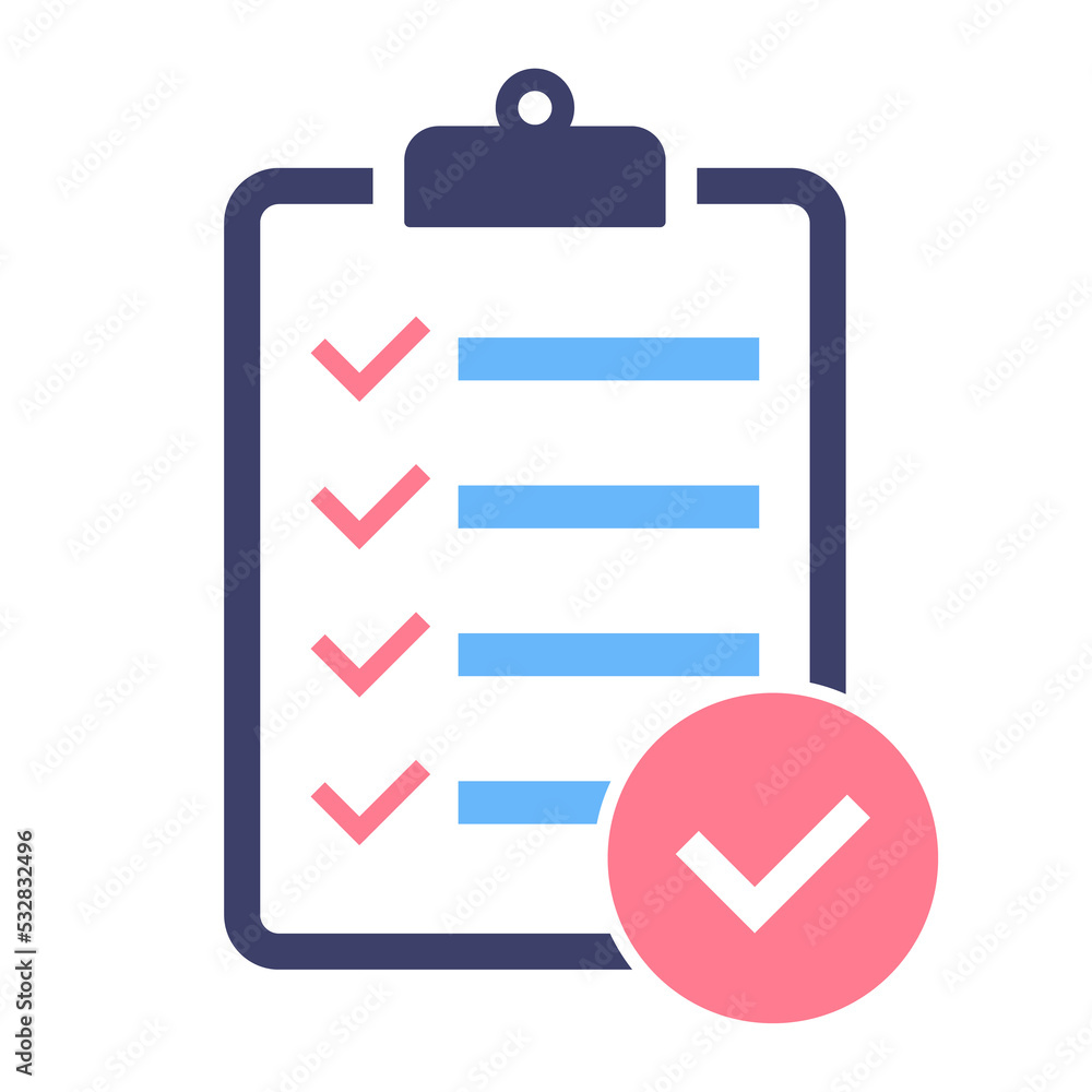 Aufkleber clipboard with checklist icon. clipboard with checklist icon for web. illustration.