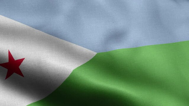 Flag Of Djibouti - Djibouti Flag High Detail - National flag Djibouti wave Pattern loopable Elements - Fabric texture and endless loop - Highly Detailed Flag - The flag of fluttering in the wind