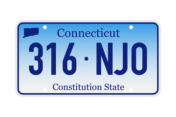 License plate Connecticut.  illustration on white background.