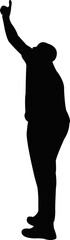 a man pointing and looking up, body silhouette vector
