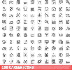 Fototapeta na wymiar 100 career icons set. Outline illustration of 100 career icons vector set isolated on white background