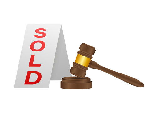 Auction hammer icon in cartoon style isolated on white background. E-commerce symbol stock  illustration.