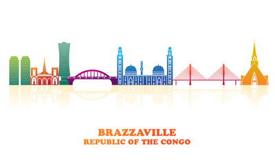 Obraz premium Colourfull Skyline panorama of Brazzaville, Republic of the Congo - vector illustration