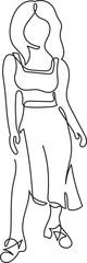 women sleeveless crop long skirt fashion lifestyle people minimal outline art