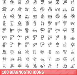 100 diagnostic icons set. Outline illustration of 100 diagnostic icons vector set isolated on white background