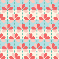 Valentines Hearts Flowers Vector Seamless Pattern