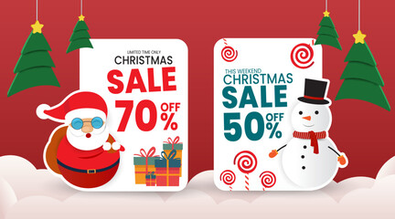 Christmas sale discount  up to 70 percent Vector illustration