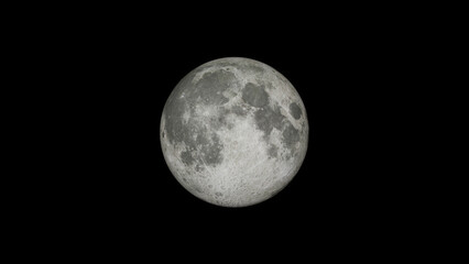 Luna llena con fondo negro en el espacio.