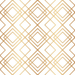 Fototapeta premium Diamond seamless pattern. Repeated gold fancy background. Modern art deco texture. Repeating gatsby patern for design prints. Repeat geometric wallpaper. Abstract geo lattice. Vector illustration