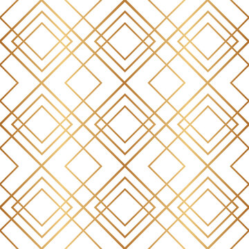 Diamond seamless pattern. Repeated gold fancy background. Modern art deco texture. Repeating gatsby patern for design prints. Repeat geometric wallpaper. Abstract geo lattice. Vector illustration