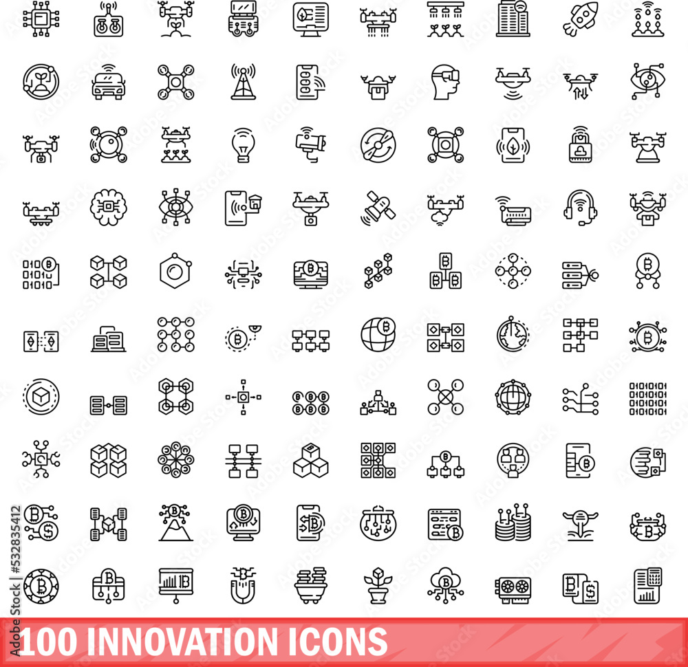 Canvas Prints 100 innovation icons set. outline illustration of 100 innovation icons vector set isolated on white  - Canvas Prints