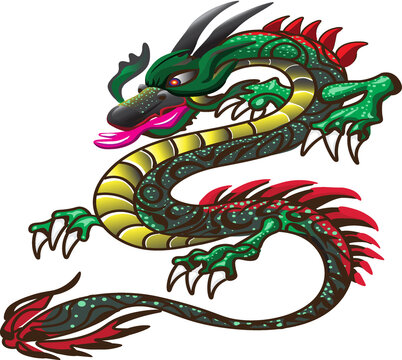 green horned dragon vector illustration

