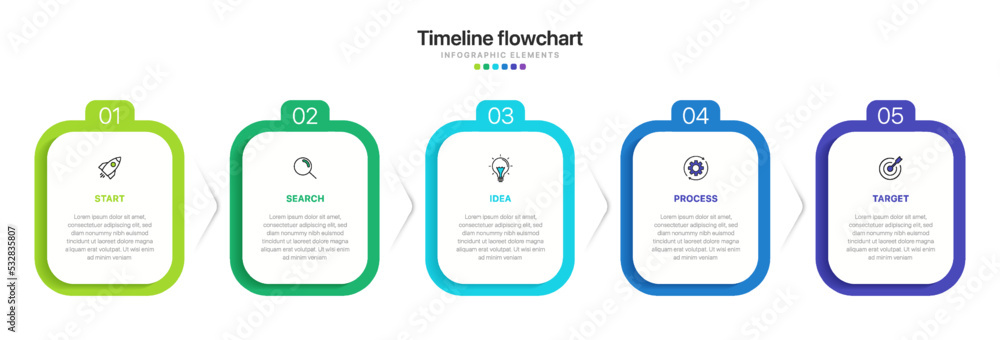 Aufkleber timeline infographic design with 5 options or steps. infographics for business concept. can be used 