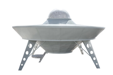 Isolated UFO. Spaceship on transparent background. silver alien spaceship