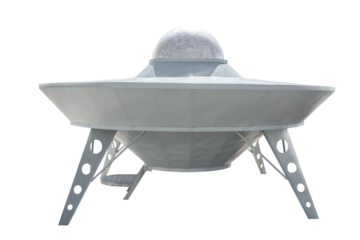 Isolated UFO. Spaceship on transparent background. silver alien spaceship