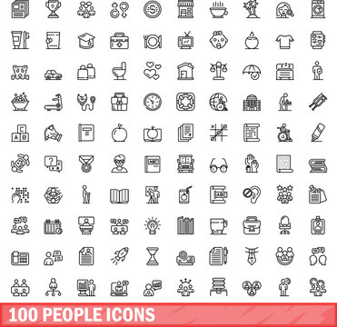 100 people icons set. Outline illustration of 100 people icons vector set isolated on white background