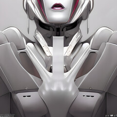 In the picture, there is a high-tech futuristic android. It has a sleek design and looks very advanced.