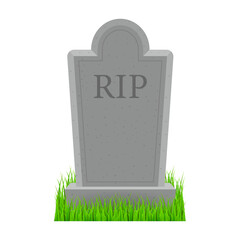 Grave icon flat design. Old gravestone with cracks. Ancient RIP.  stock illustration.