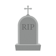 Grave icon flat design. Old gravestone with cracks. Ancient RIP.  stock illustration.