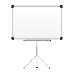 Realistic office Whiteboard. Empty whiteboard with marker pens.  stock illustration.