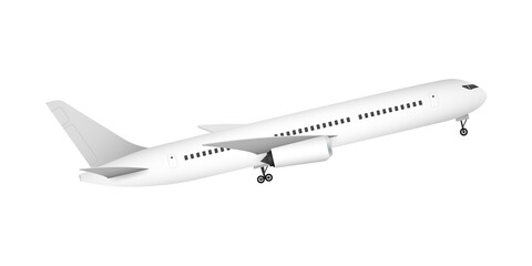 White airplane on a white background in profile, isolated.  stock illustration