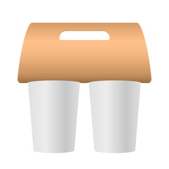 Coffee cup holder paper. Blank coffee cup carrier mockup.  stock illustration.